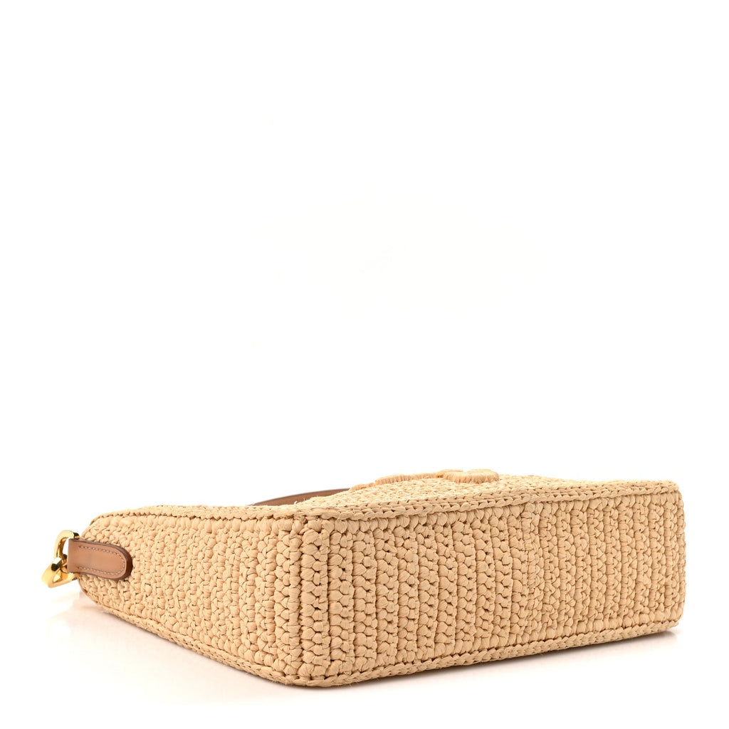 Yarn Raffia Effect Crochet Mini Re-Edition 2000 Shoulder Bag Naturale