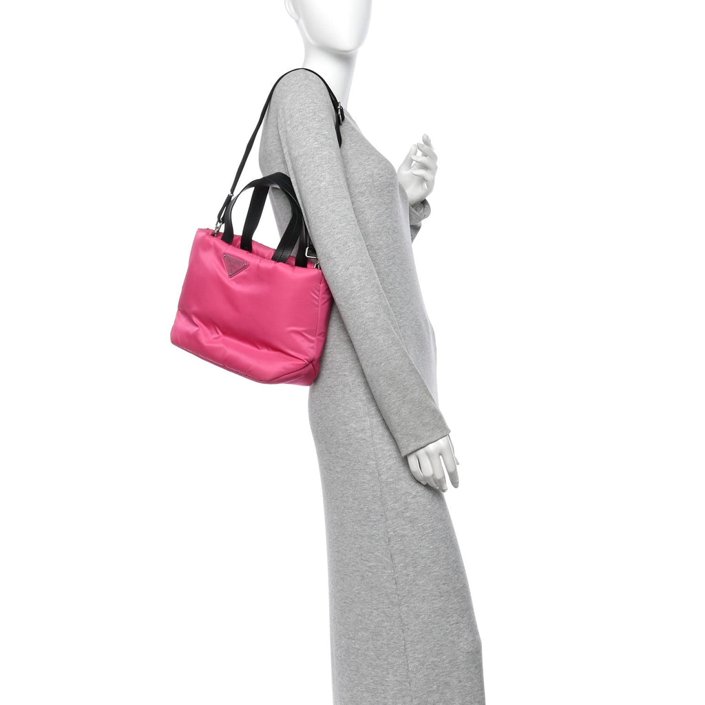Tessuto Nylon Soft Padded Shopping Tote Fuxia