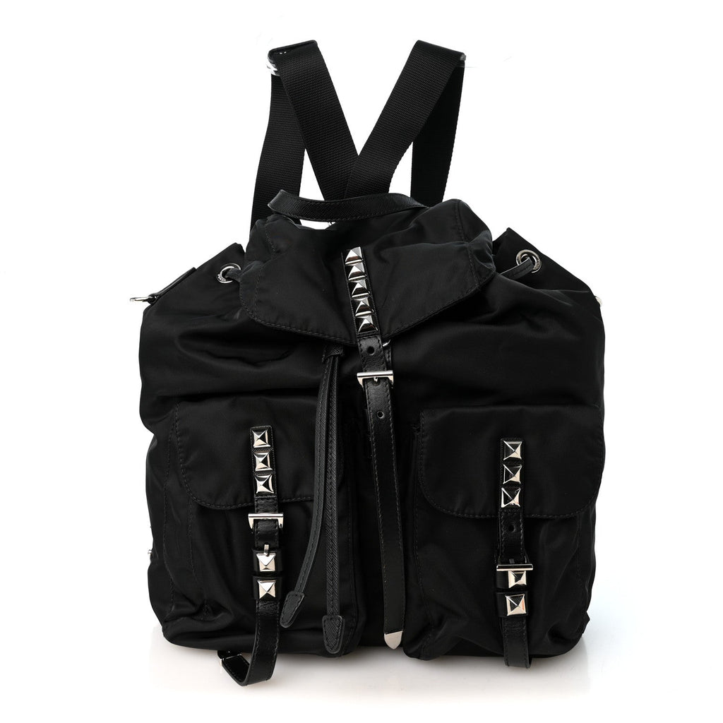 Nylon New Vela Studded Backpack Black
