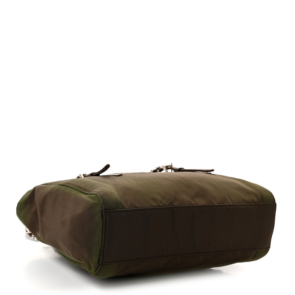 Tessuto Nylon Acciaio Chain Shoulder Bag Bruciato