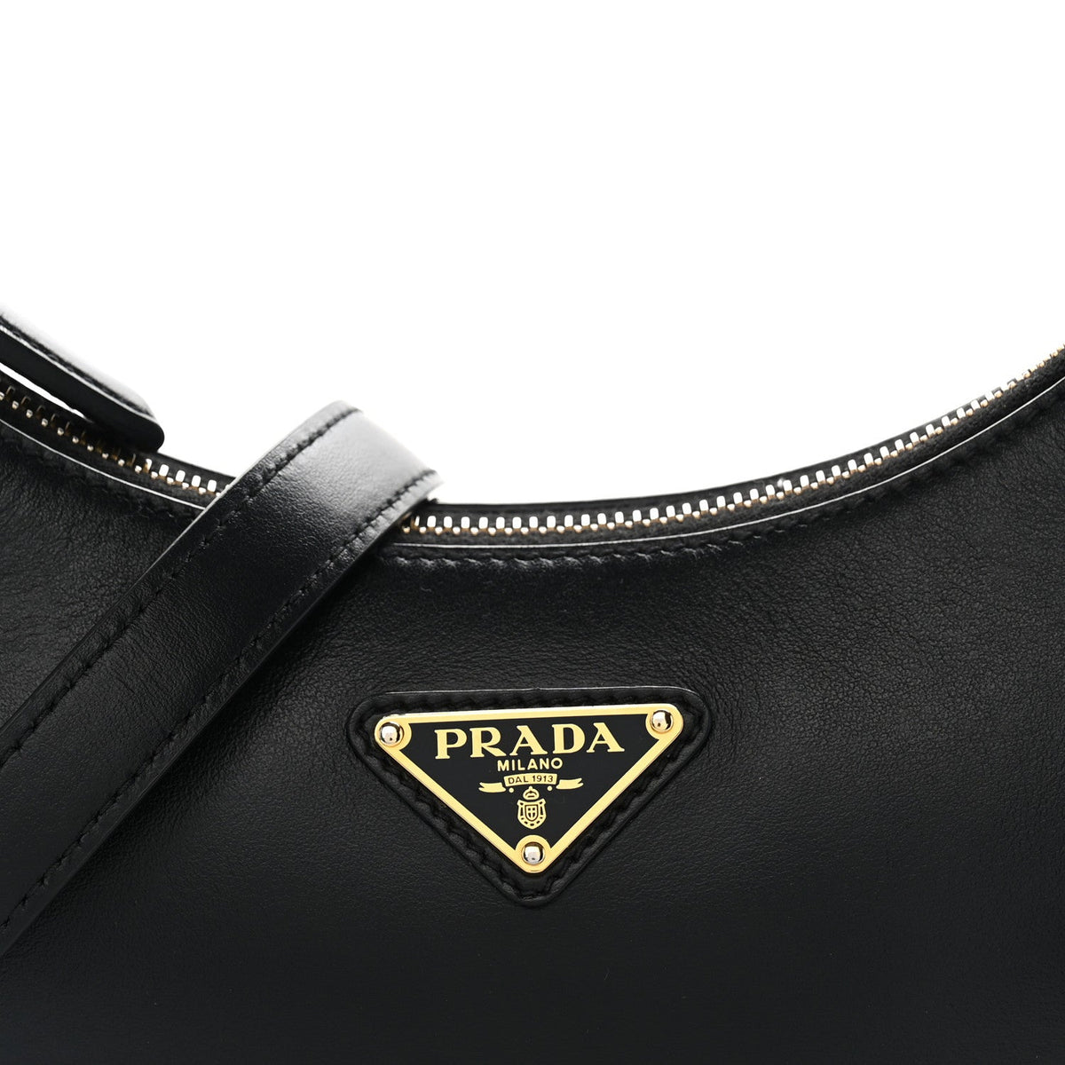 Soft Calfskin Arque Shoulder Bag Black
