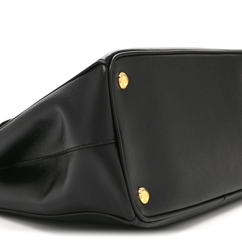 Saffiano Small Galleria Double Zip Tote Black