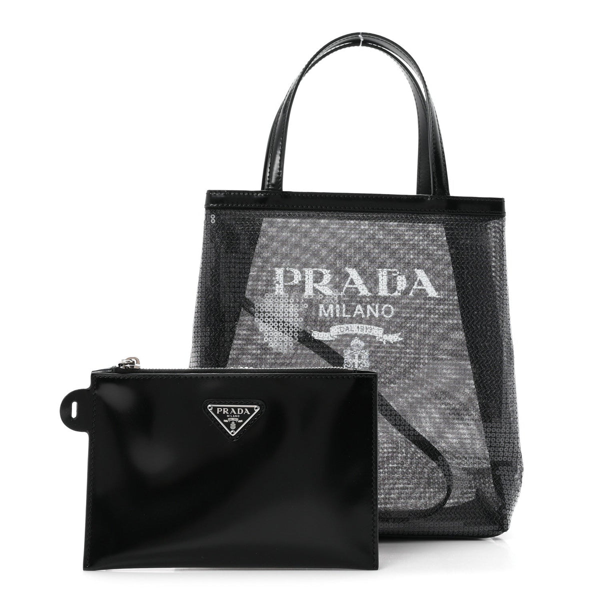 Sequin Rete Paillettes Small Tote Bag Black