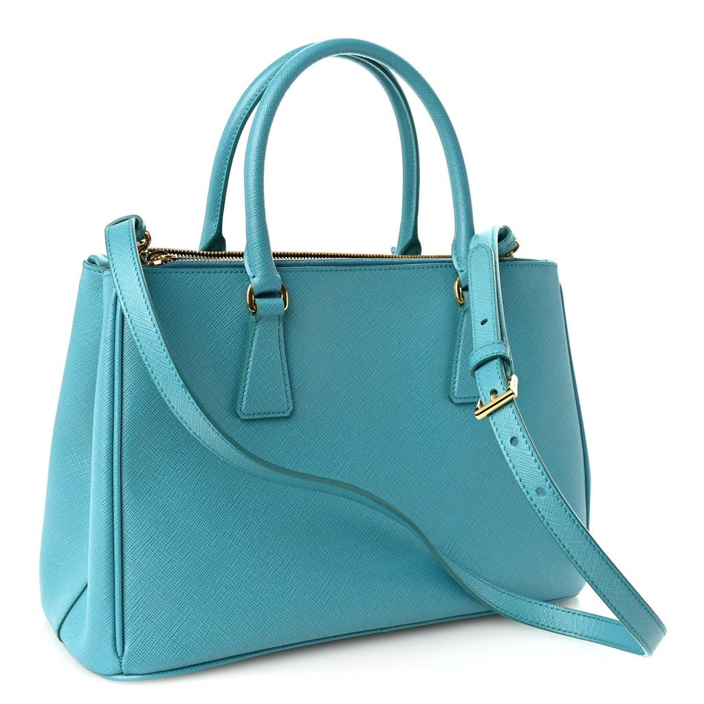 Saffiano Lux Small Galleria Double Zip Tote Turchese