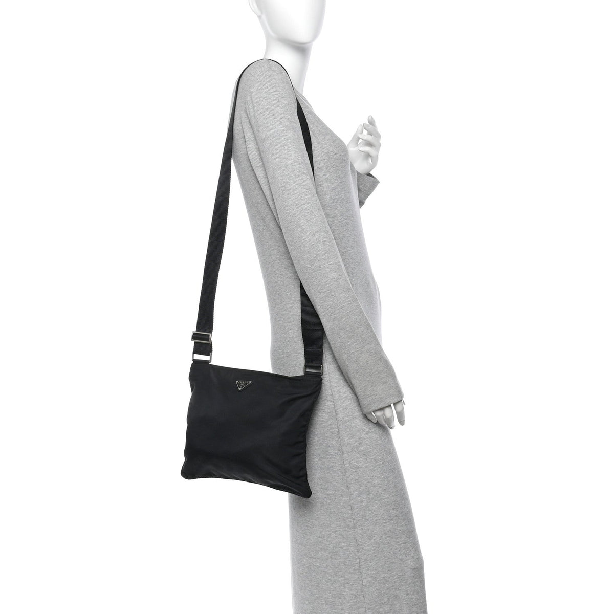 Nylon Vela Flat Messenger Bag Black