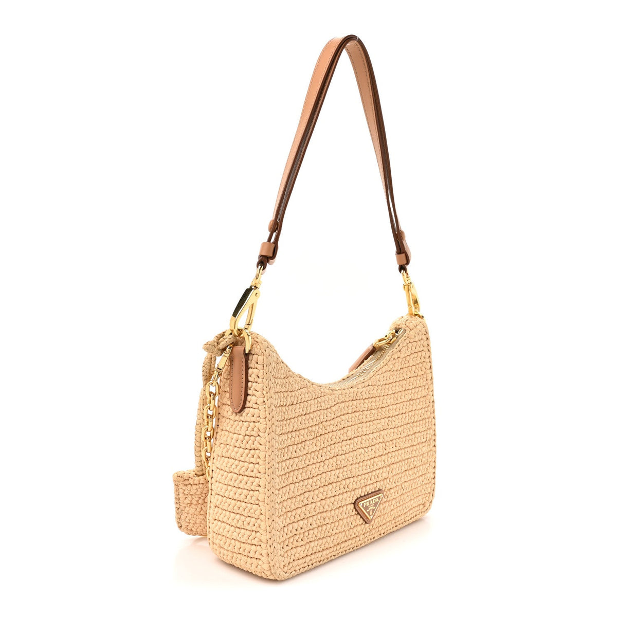 Yarn Raffia Effect Crochet Mini Re-Edition 2000 Shoulder Bag Naturale
