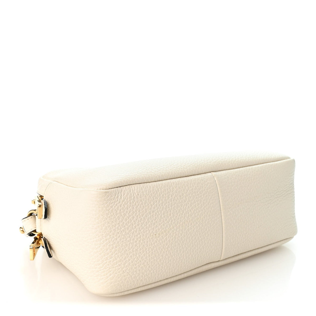 Vitello Daino Soft Medium Double Zip Shoulder Bag White