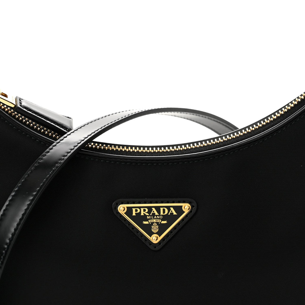 Re-Nylon Spazzolato Arque Shoulder Bag Black