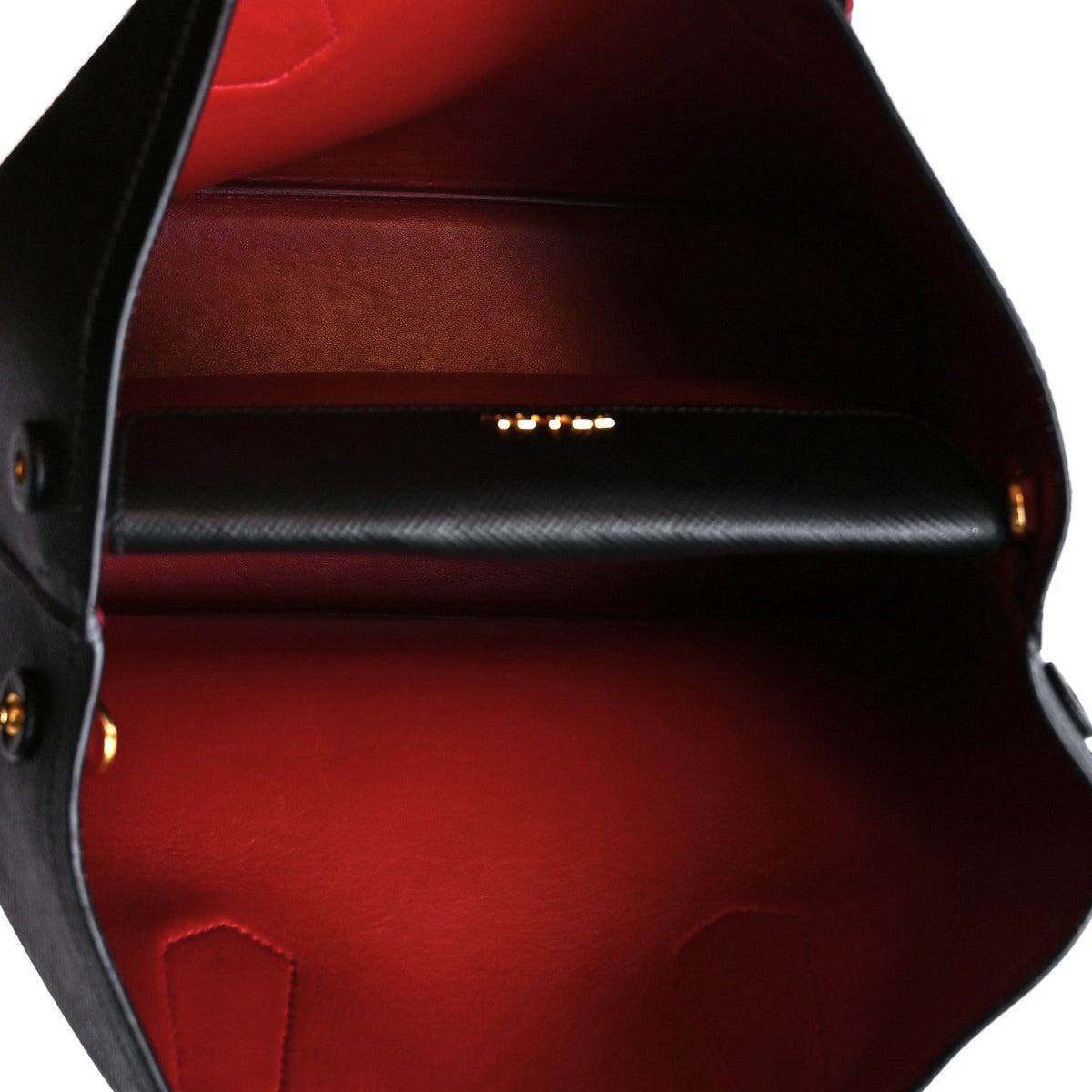 Saffiano Cuir Medium Double Bag Black Fuoco