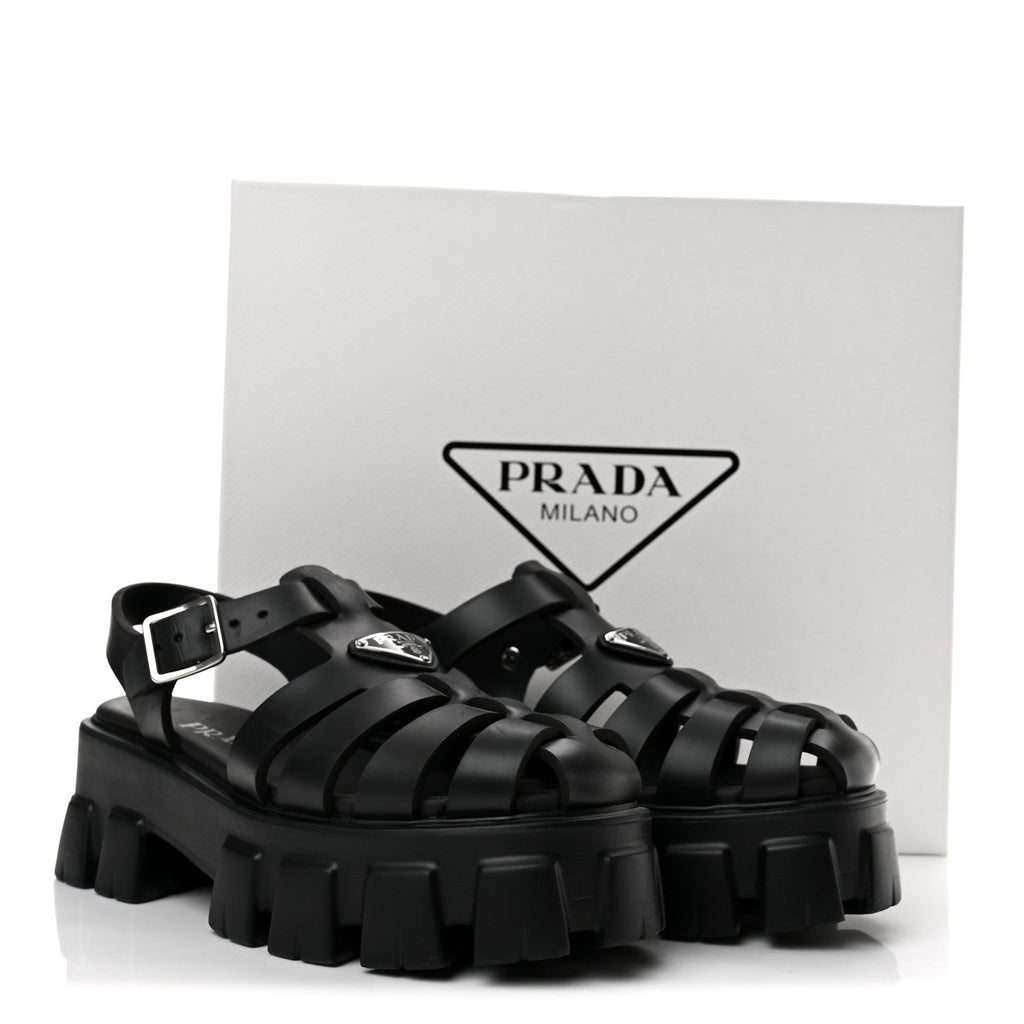 Foam Rubber Triangle Logo Monolith 55mm Cage Sandals 38 Black