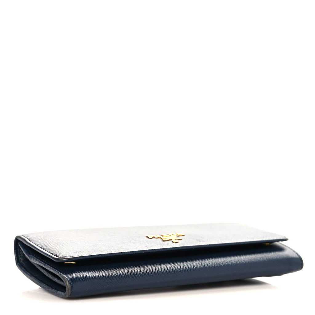 Saffiano Metal Continental Flap Travel Wallet Bluette