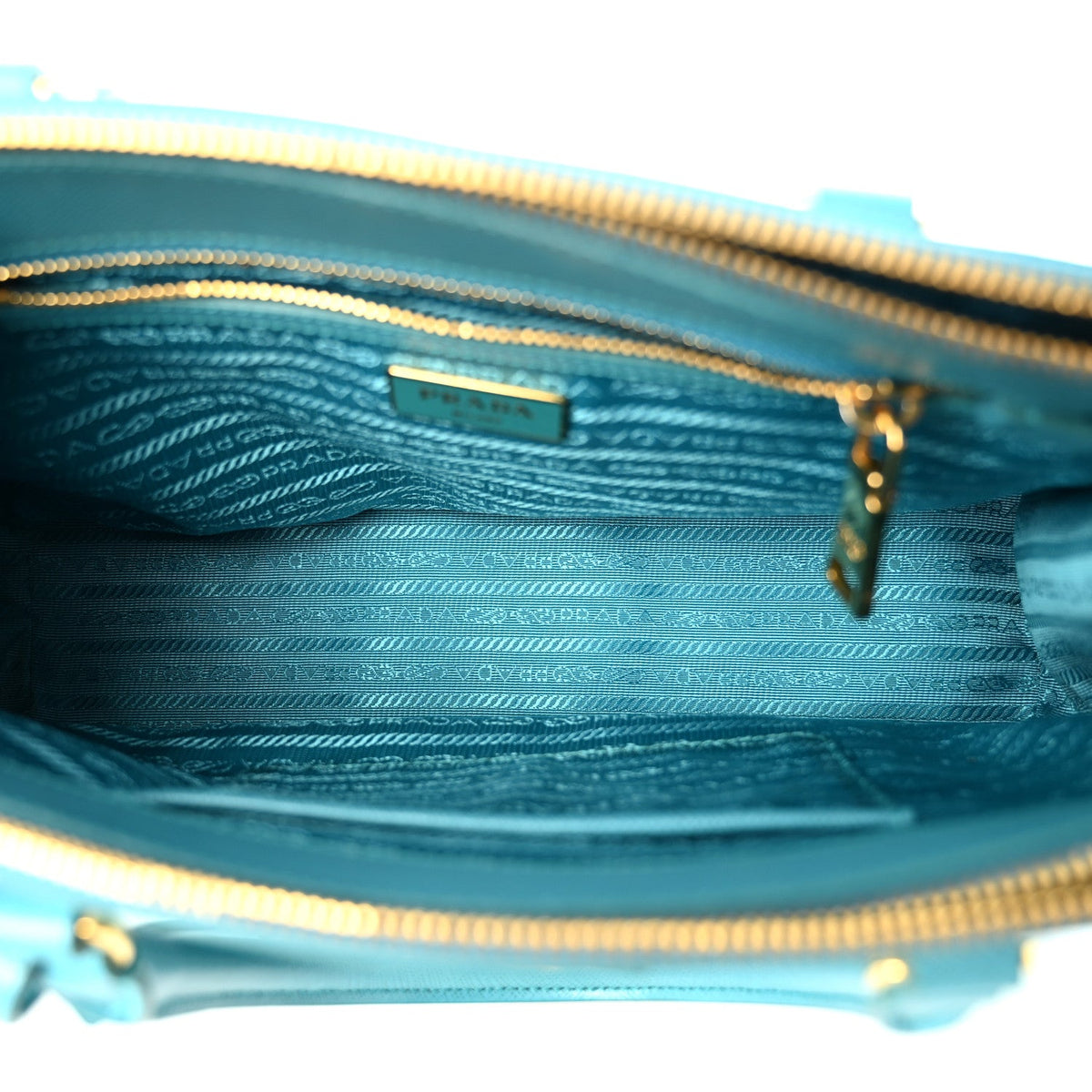 Saffiano Lux Small Galleria Double Zip Tote Turchese