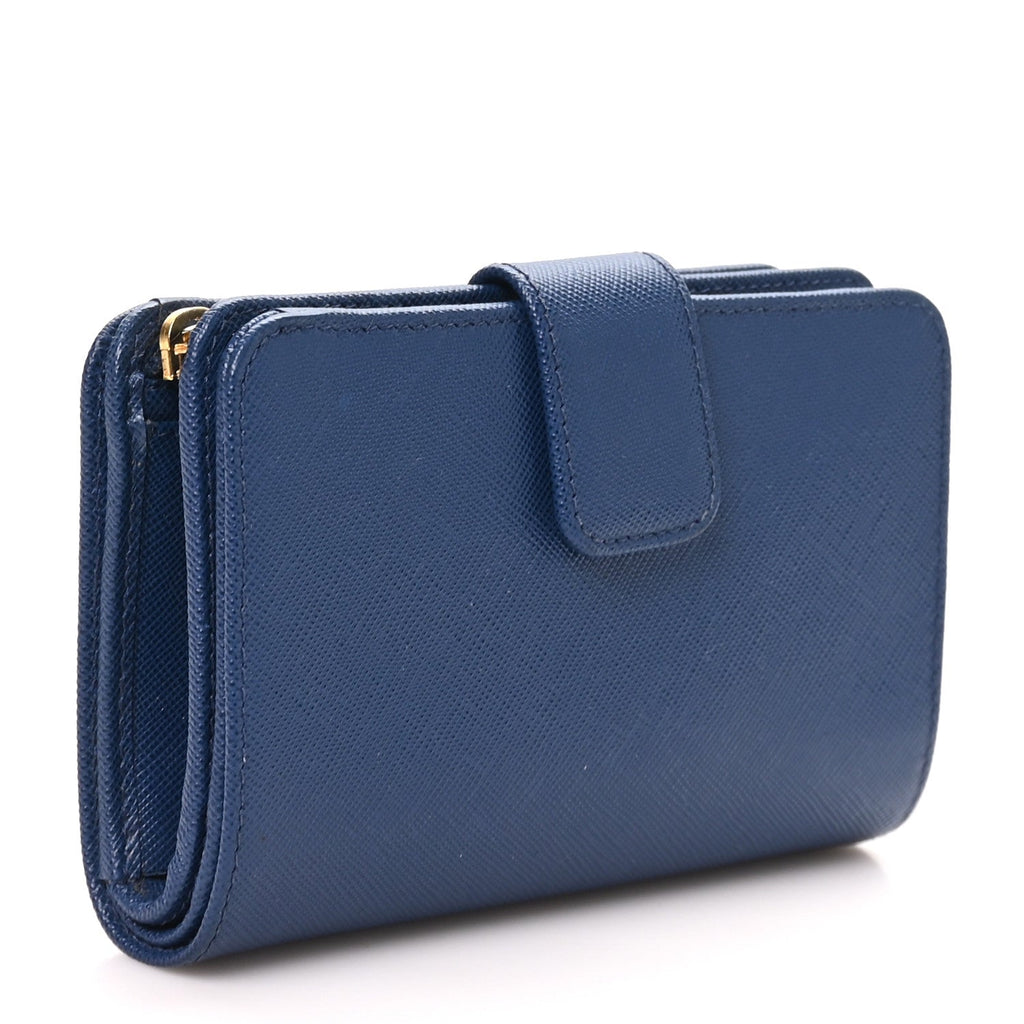 Saffiano Metal Compact Wallet Bluette