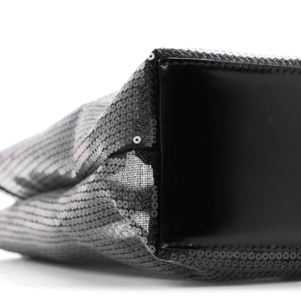 Sequin Rete Paillettes Small Tote Bag Black