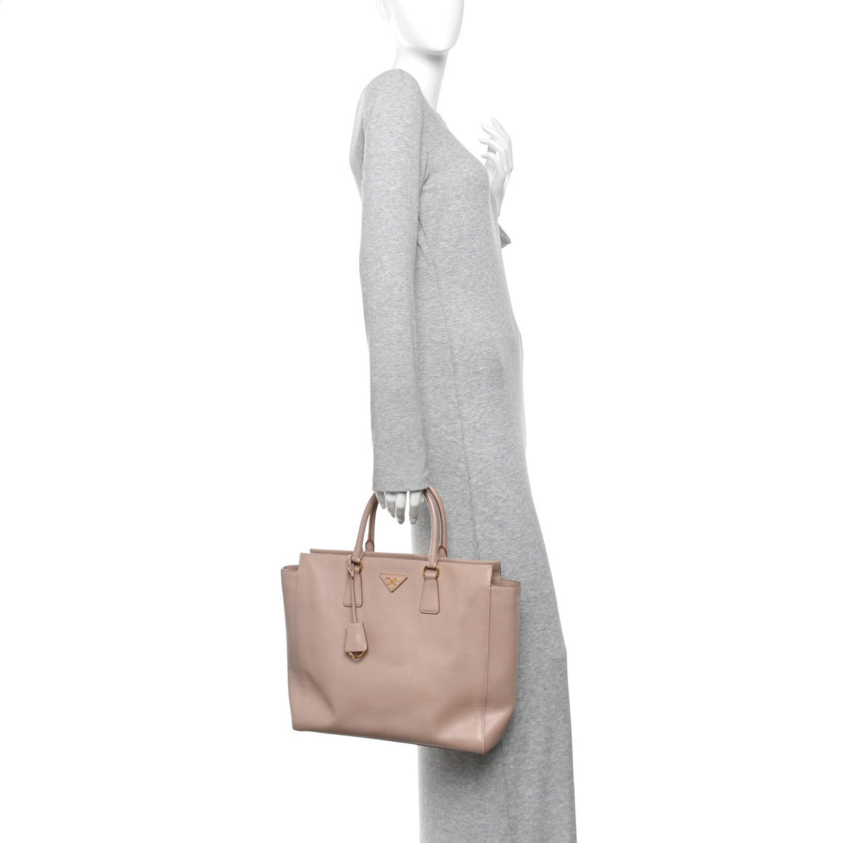 Saffiano Soft Calfskin Double Handle Satchel Cipria