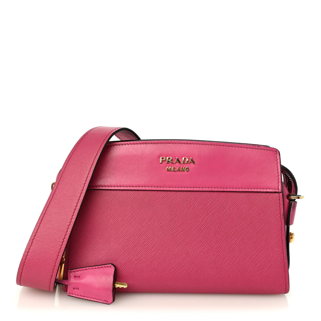 Saffiano City Calfskin Bandoliera Bag Fuxia