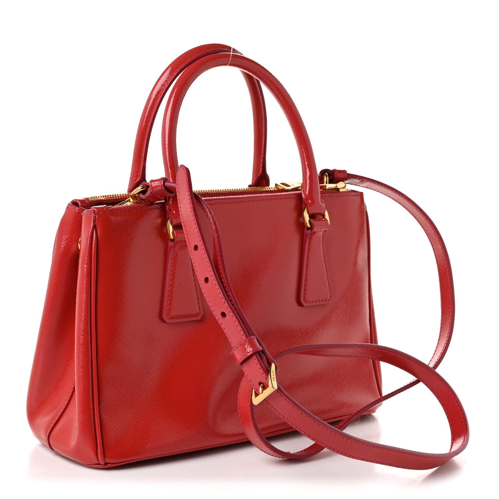 Saffiano Vernice Small Galleria Double Zip Tote Peonia