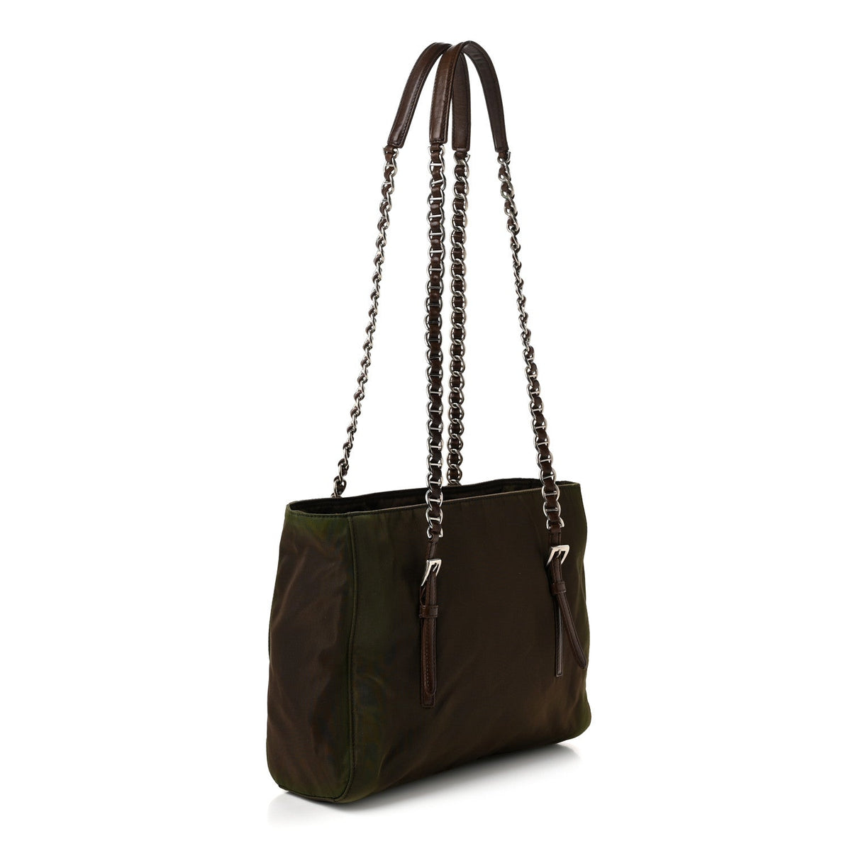 Tessuto Nylon Acciaio Chain Shoulder Bag Bruciato