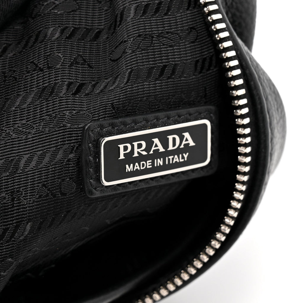 Vitello Daino Logo Embossed Cross Sling Backpack Black