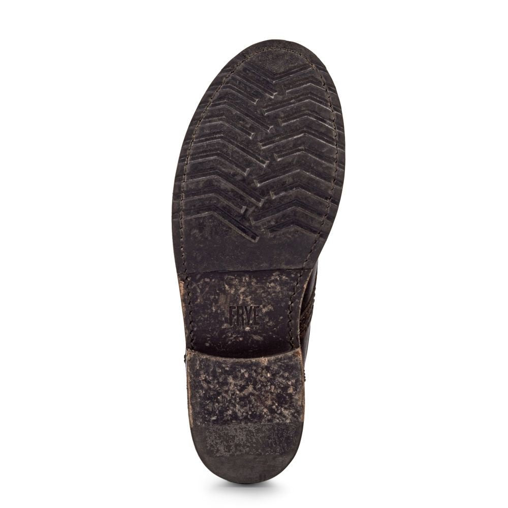 Frye Women's Veronica Combat in Black/Brush Off Full Grain
