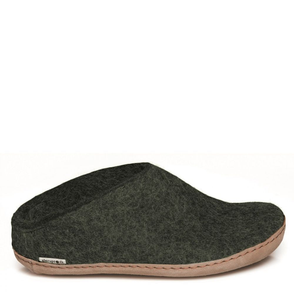Glerups Open Heel Leather Sole in Forest