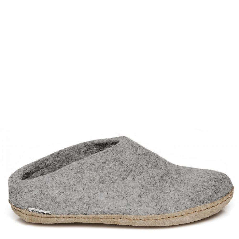 Glerups Open Heel Leather Sole in Grey