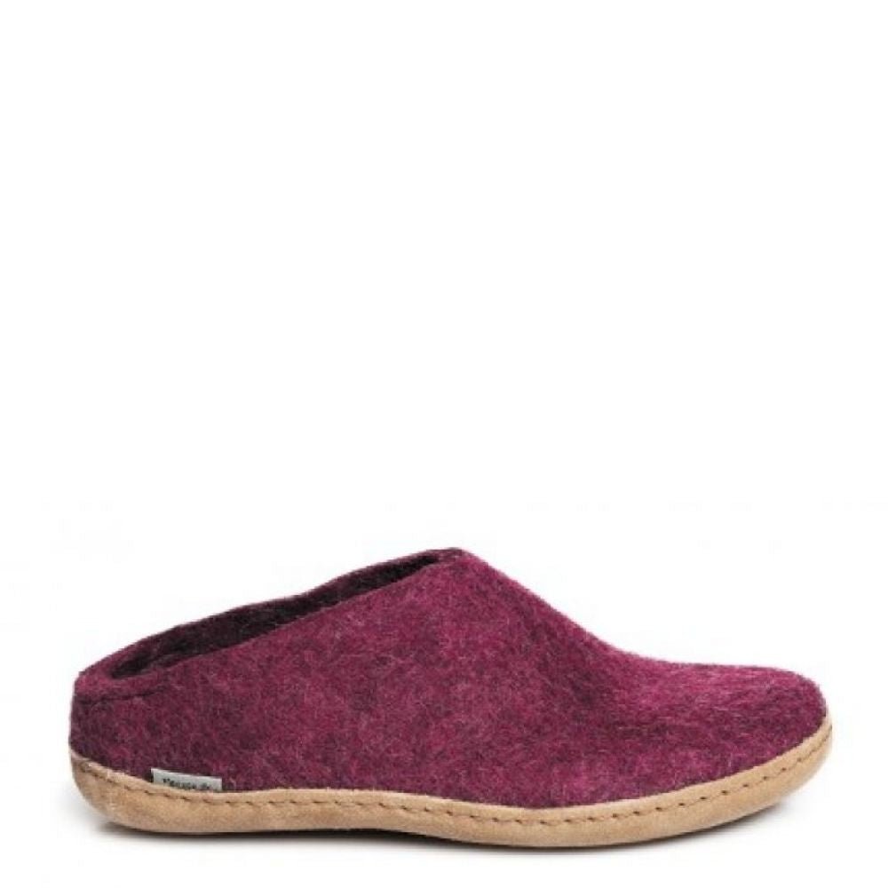 Glerups Women's Open Heel Leather Sole in Cranberry