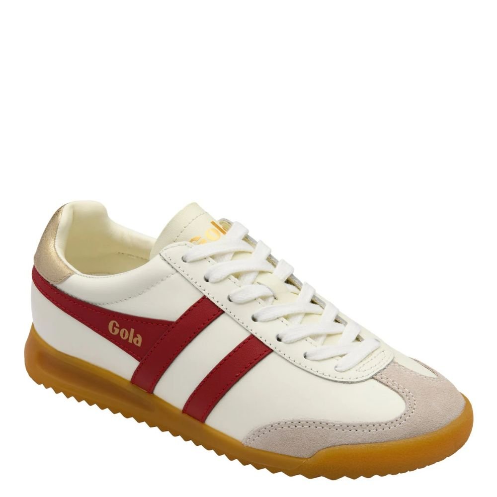 Gola Classics Women's Torpedo Leather in Off White/Deep Red/Gold