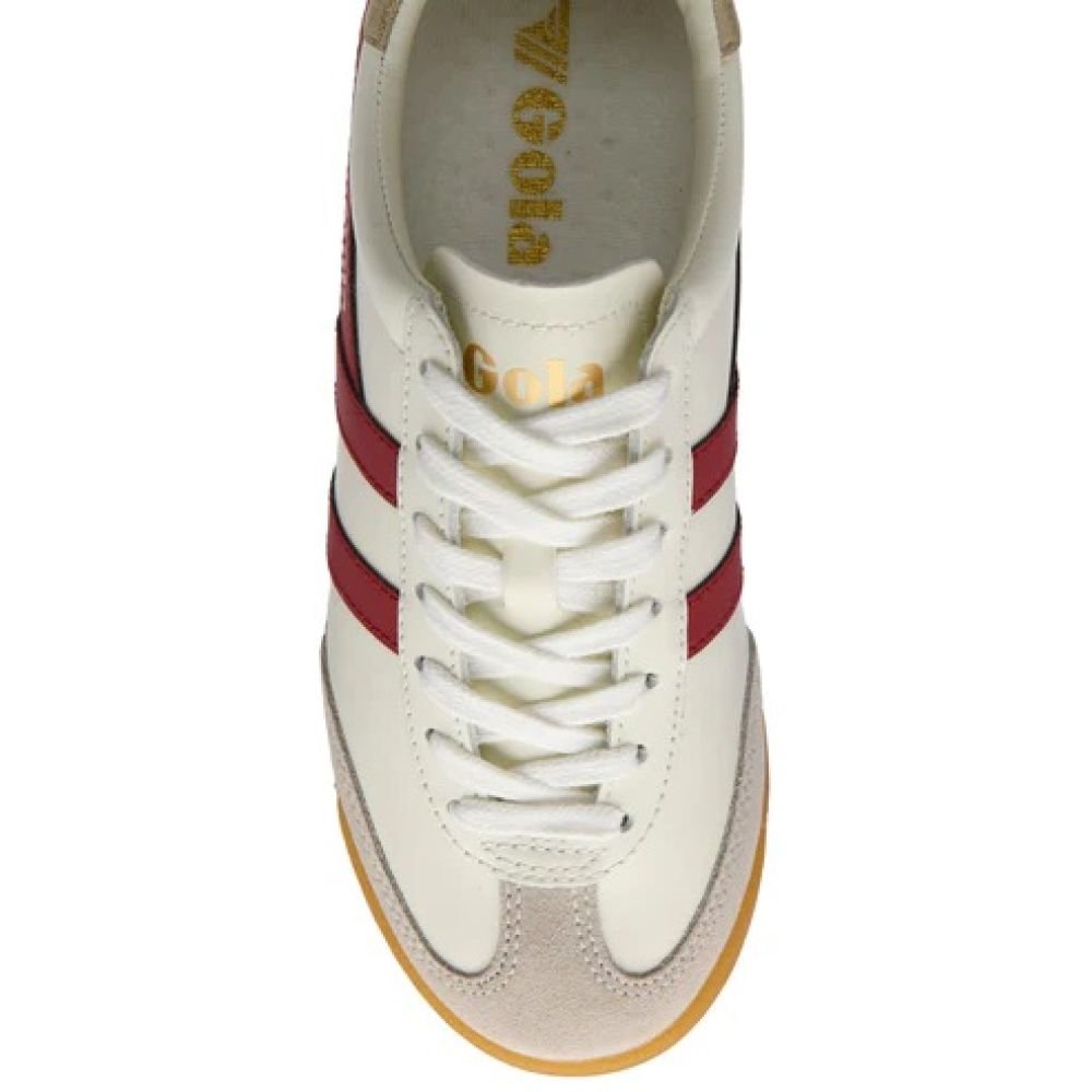 Gola Classics Women's Torpedo Leather in Off White/Deep Red/Gold