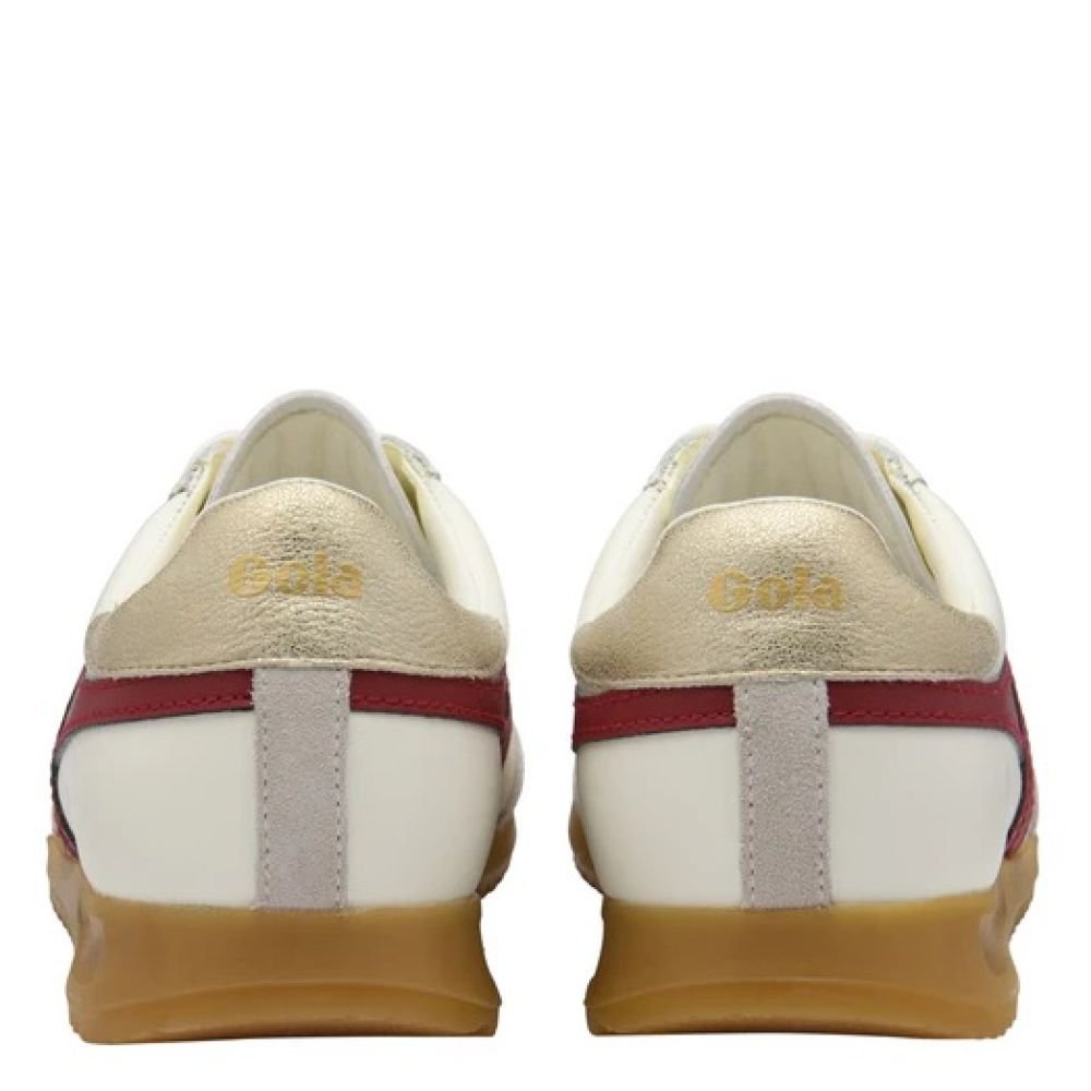 Gola Classics Women's Torpedo Leather in Off White/Deep Red/Gold