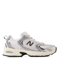 New Balance 530 in Silver Metallic with Black Cement