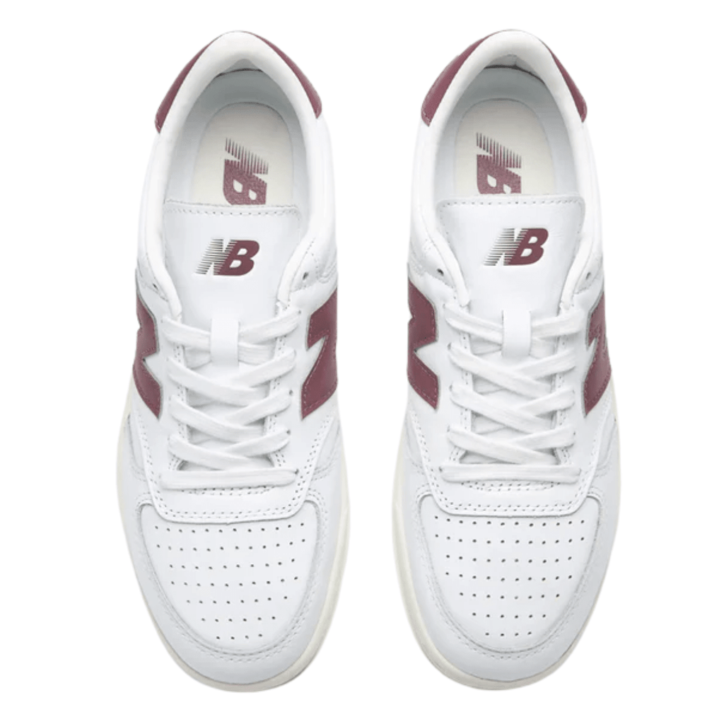 New Balance Men's T500 in White with Cherry Leather