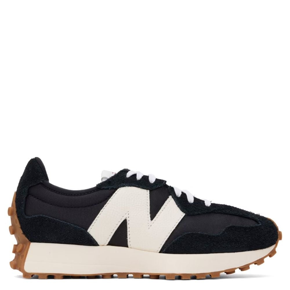 New Balance Women's 327 in Black with White and Mineral Red