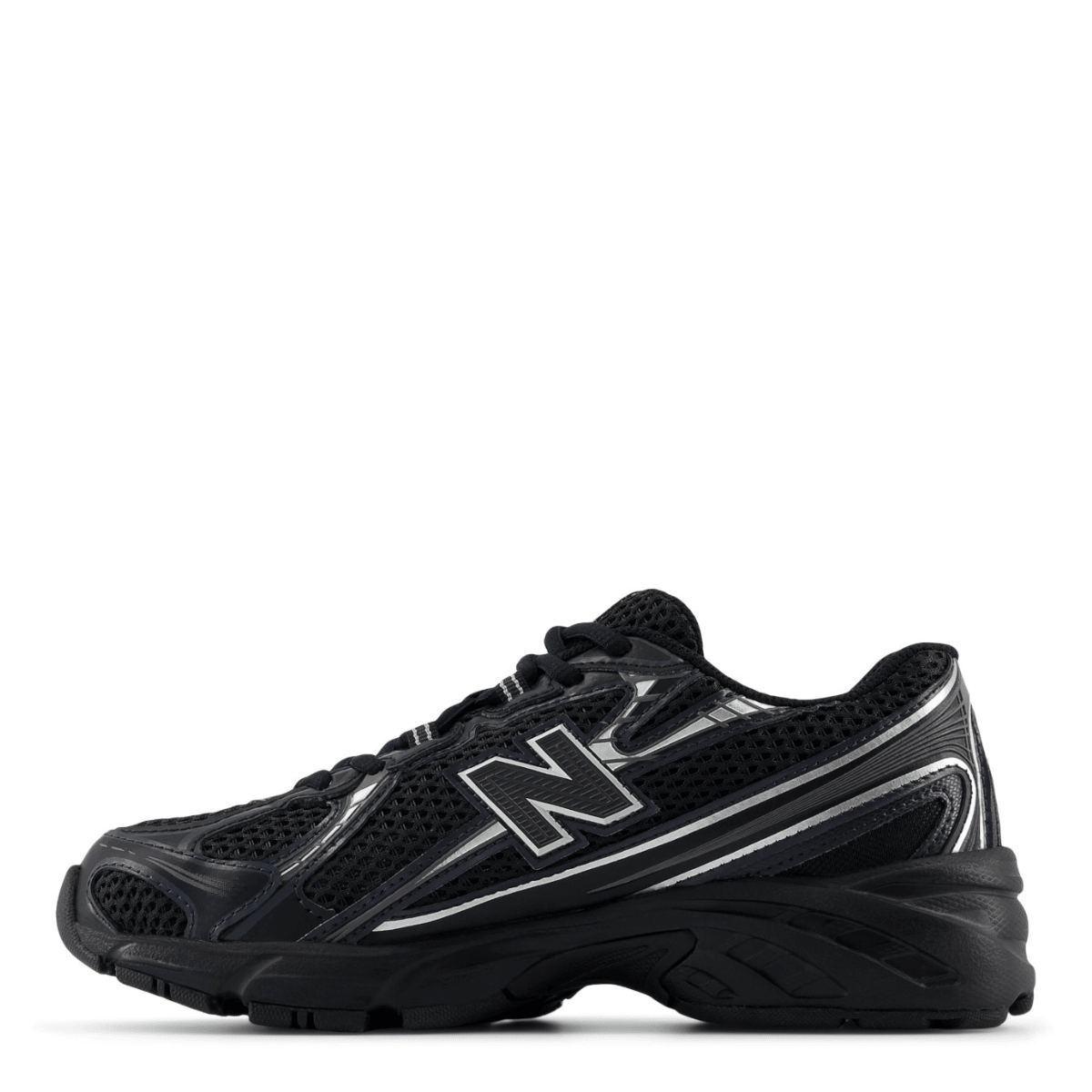 New Balance Youth 740 in Black with Silver Metallic