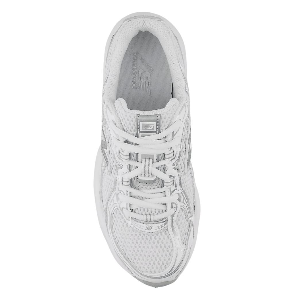 New Balance Youth 740 in White with Silver Metallic