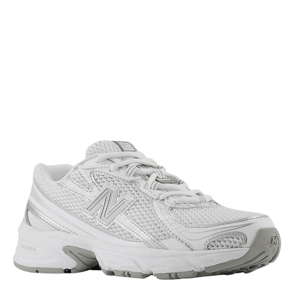 New Balance Youth 740 in White with Silver Metallic