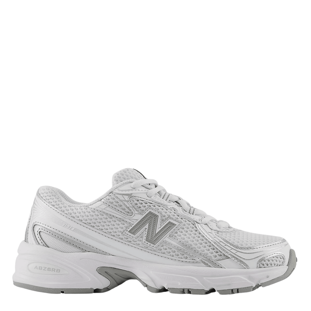 New Balance Youth 740 in White with Silver Metallic