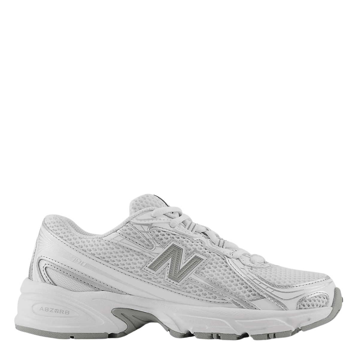 New Balance Youth 740 in White with Silver Metallic