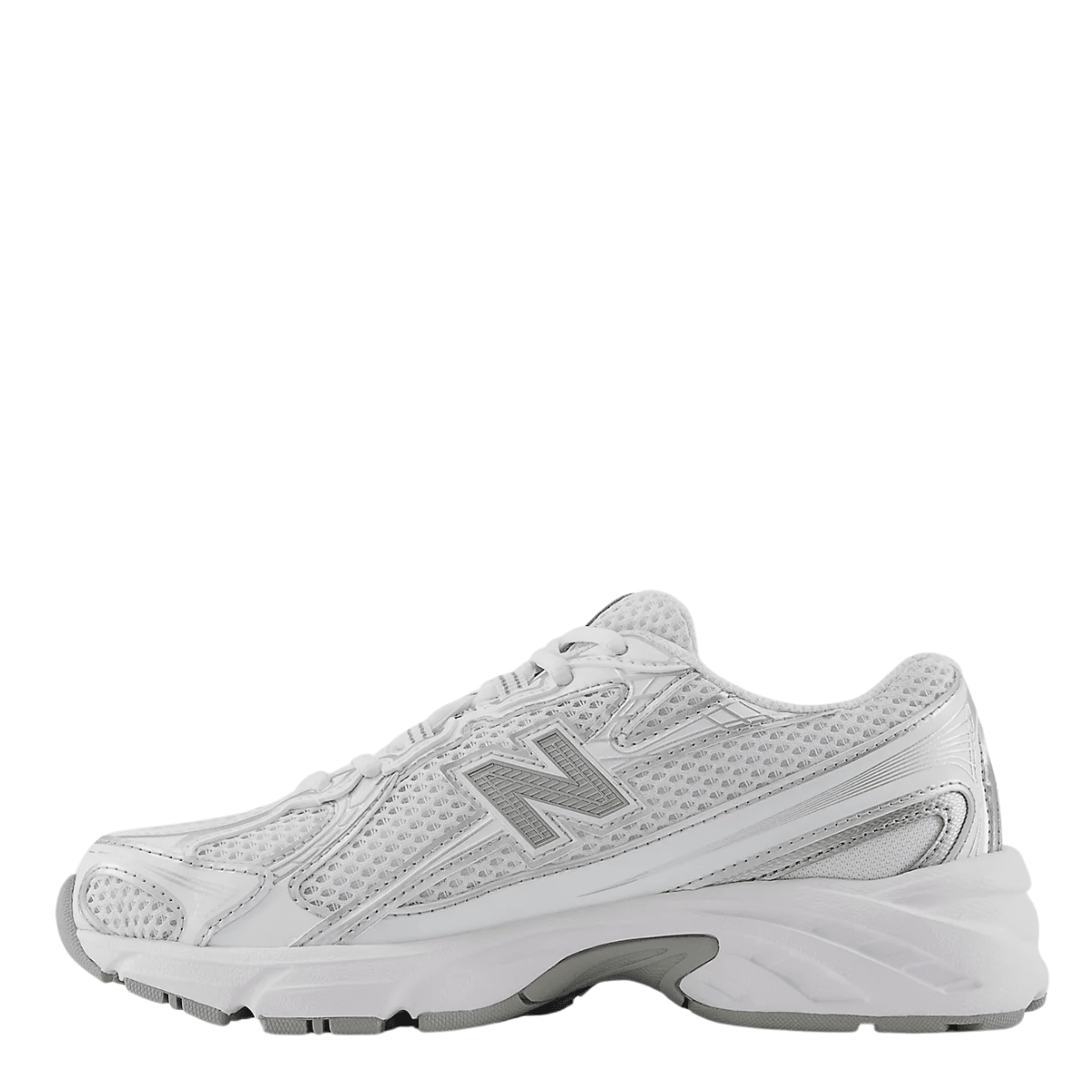 New Balance Youth 740 in White with Silver Metallic