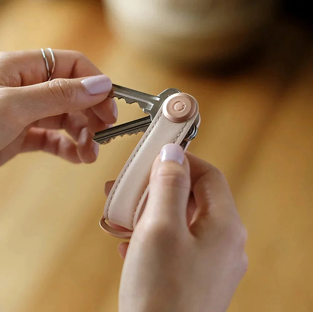 Orbitkey Key Organiser Leather in Blush with Blush Stitching