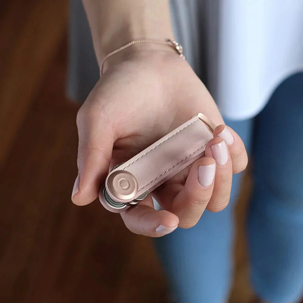 Orbitkey Key Organiser Leather in Blush with Blush Stitching