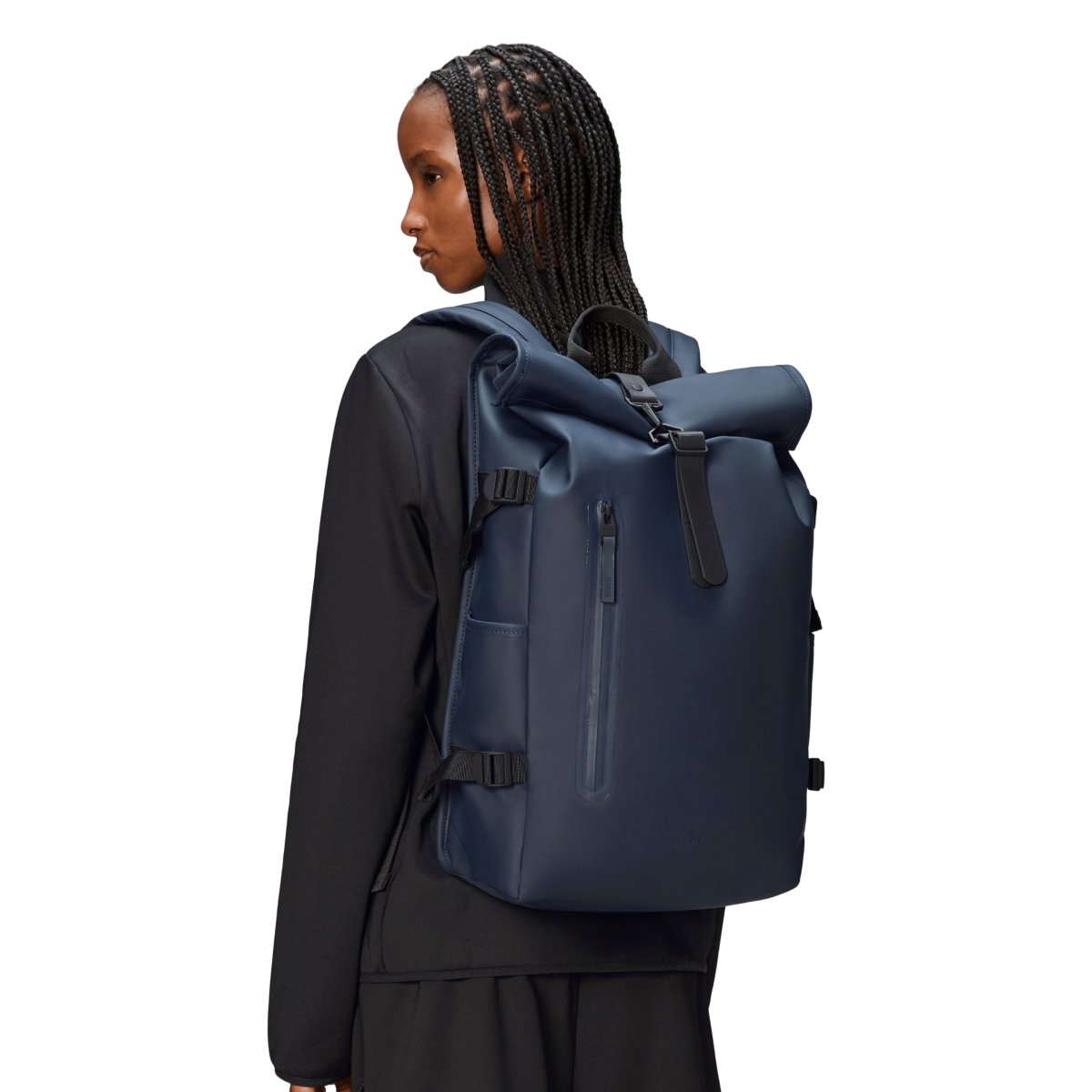 Rains Rolltop Rucksack Large in Navy (not sold online unlisted)