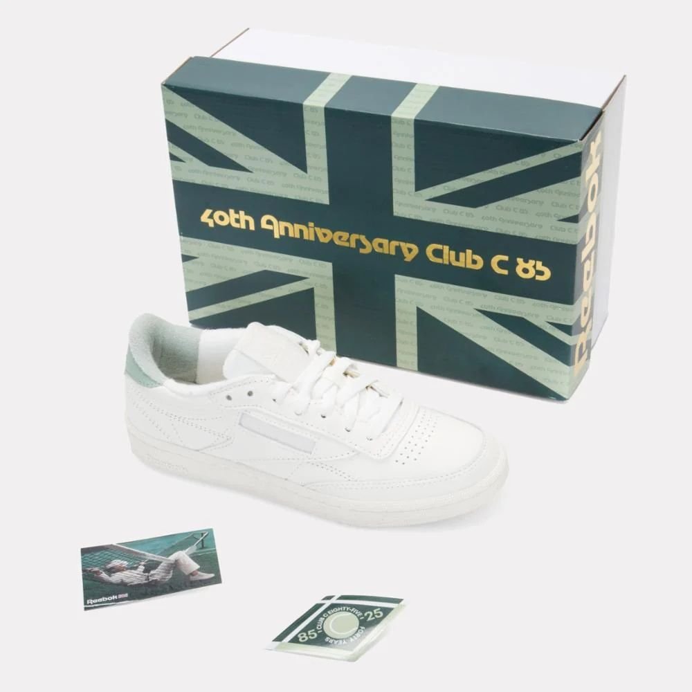 Reebok Women's Club C 85 Vintage - 40th Anniversary in Chalk/Hybrid Green/Breakaway Grey