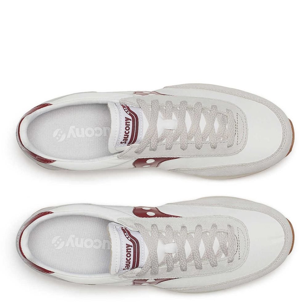 Saucony Trainer 80 in White/Maroon