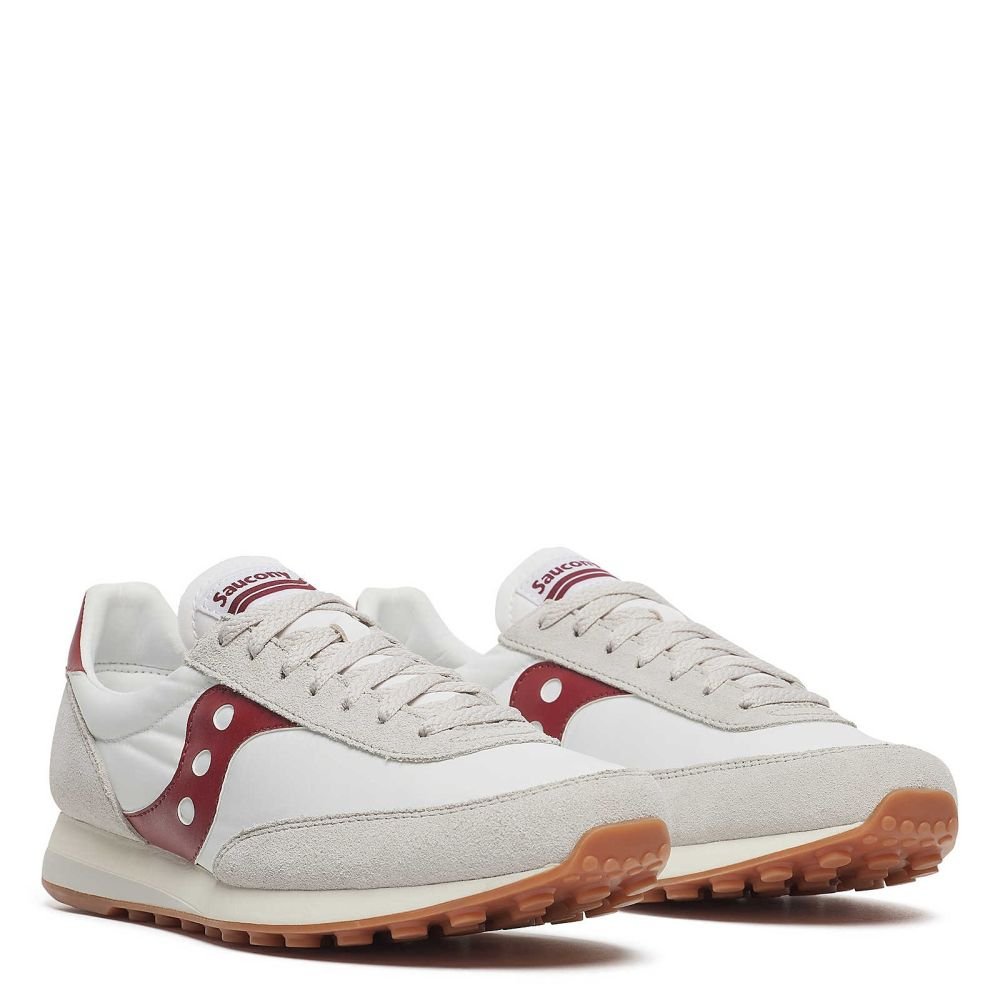 Saucony Trainer 80 in White/Maroon
