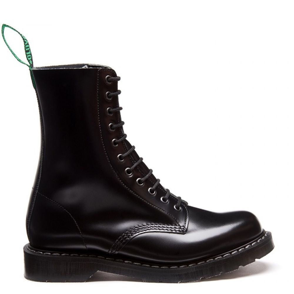 Solovair 11 Eye Derby Boot in Black Hi-Shine