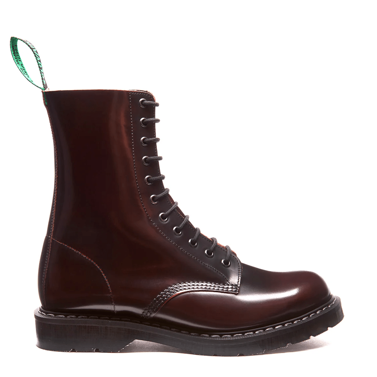 Solovair 11 Eye Derby Boot in Burgundy Rub-off