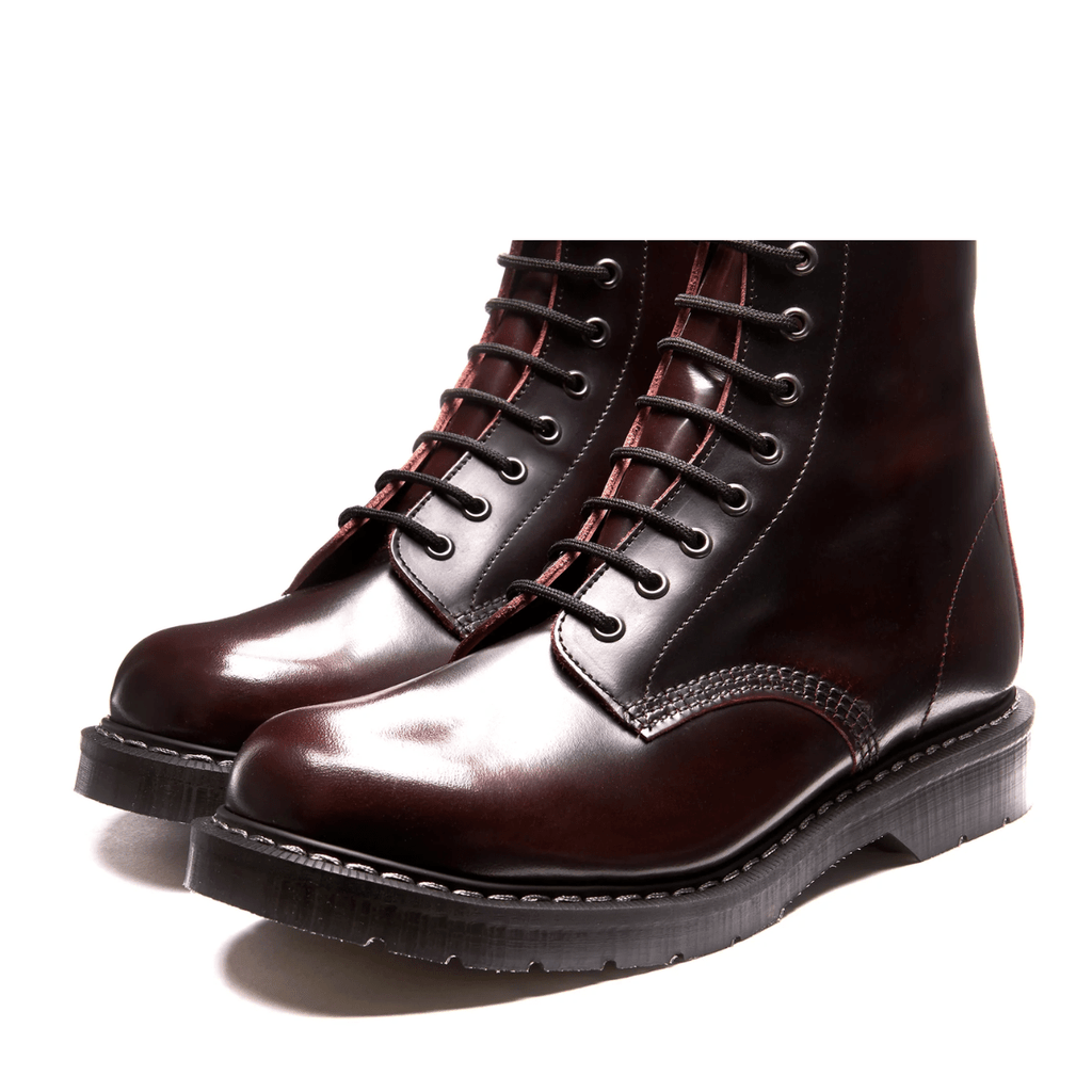 Solovair 11 Eye Derby Boot in Burgundy Rub-off
