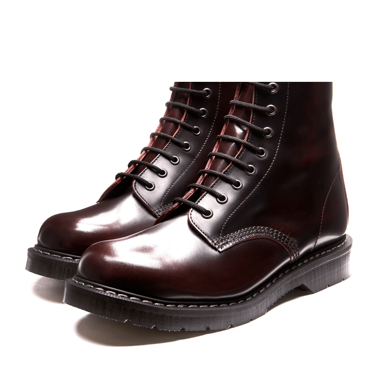 Solovair 11 Eye Derby Boot in Burgundy Rub-off