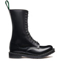 Solovair 14 Eye Zip Derby Boot in Black Hi-Shine